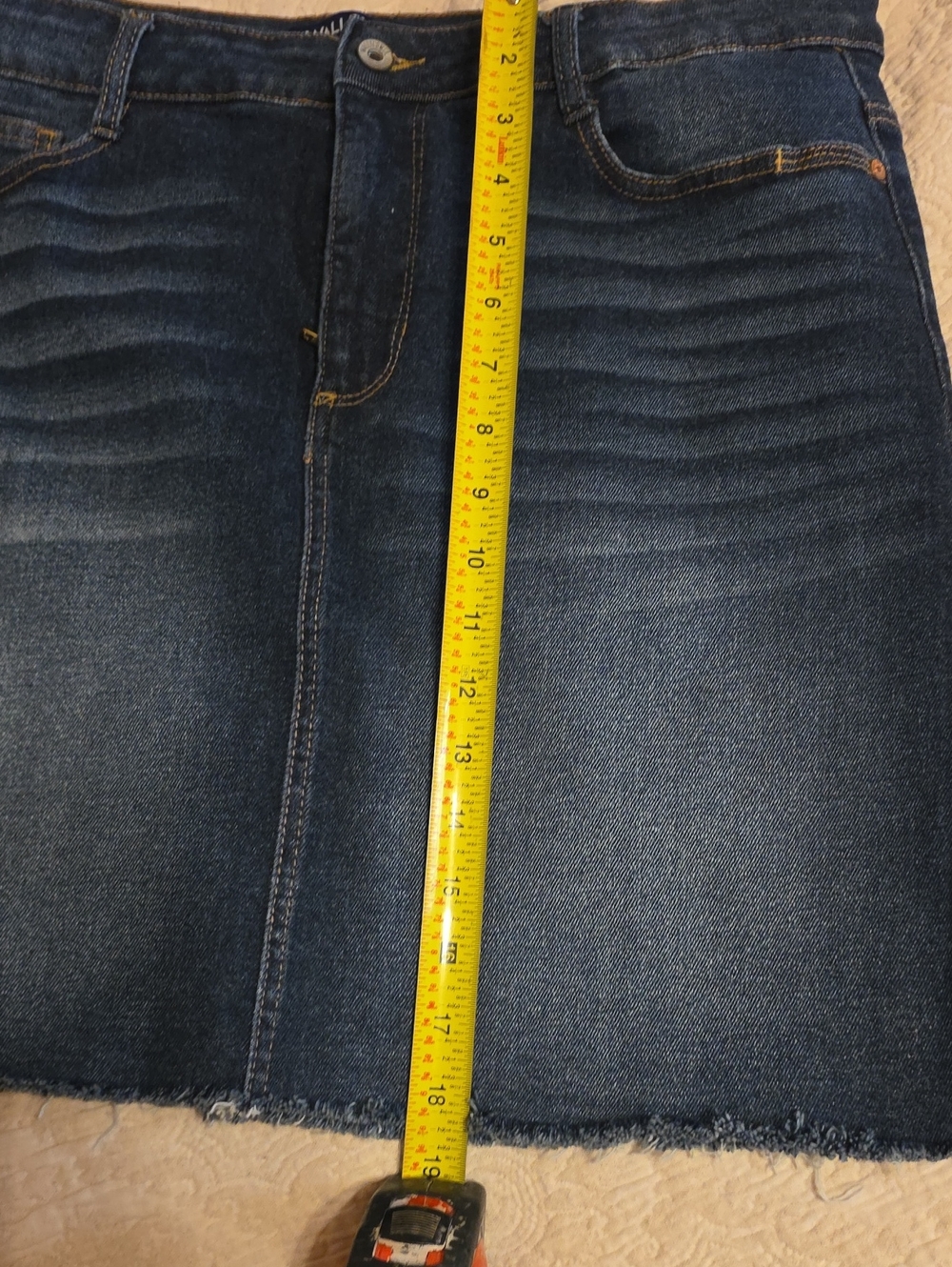 Wallflower Dark Blue Denim Mini Skirt with Frayed Hem - Picture 5 of 5